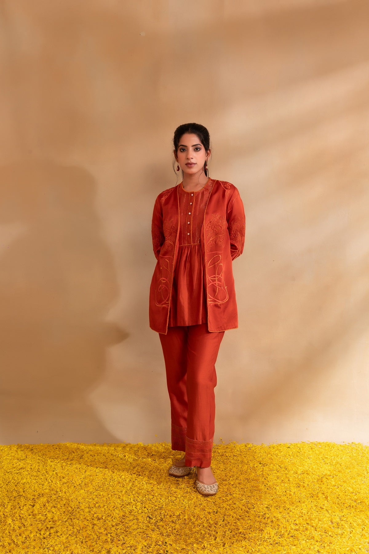 Rust Silk chanderi top pant