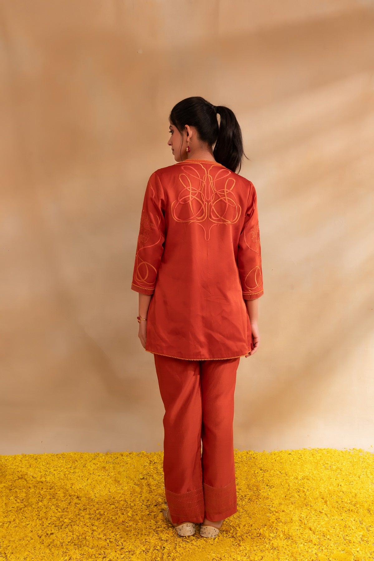 Rust Silk chanderi top pant