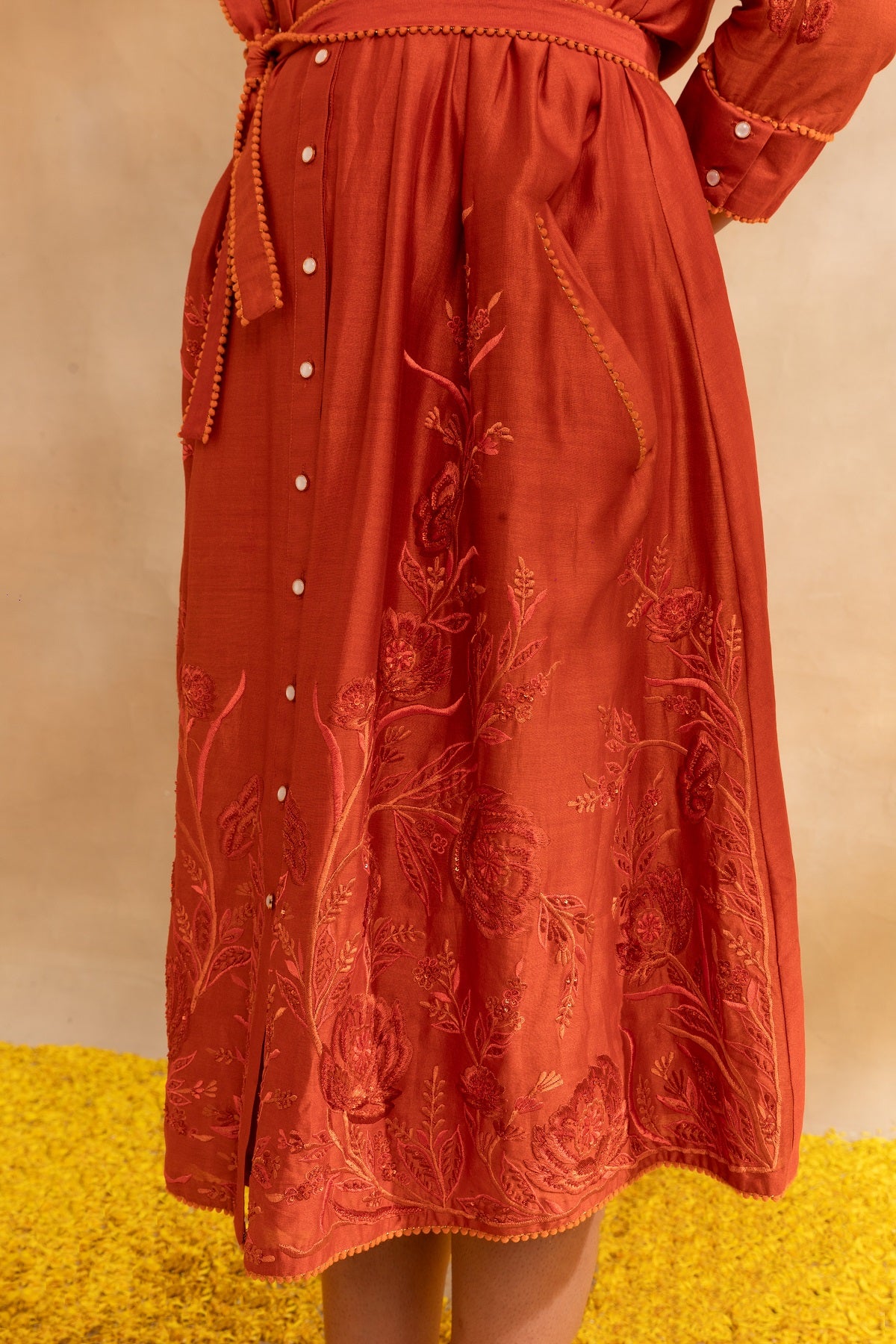 Rust Silk chanderi dress