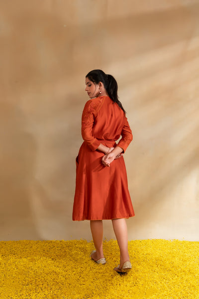 Rust Silk chanderi dress