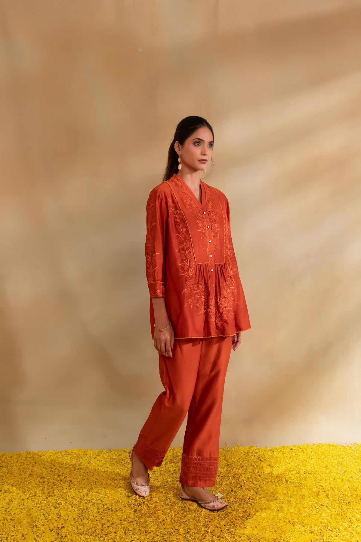 Rust Silk chanderi co-ord set and pant