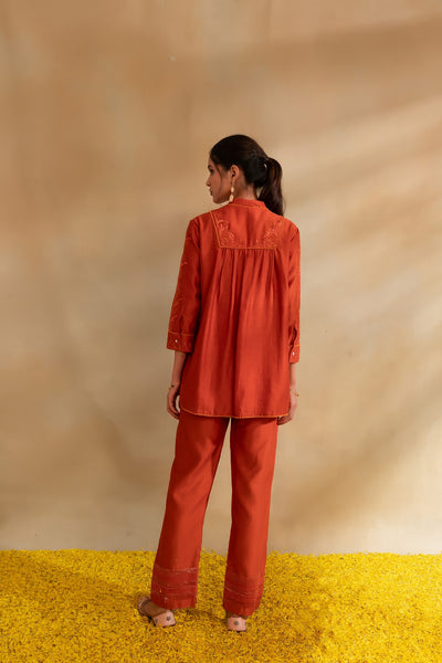 Rust Silk chanderi co-ord set and pant