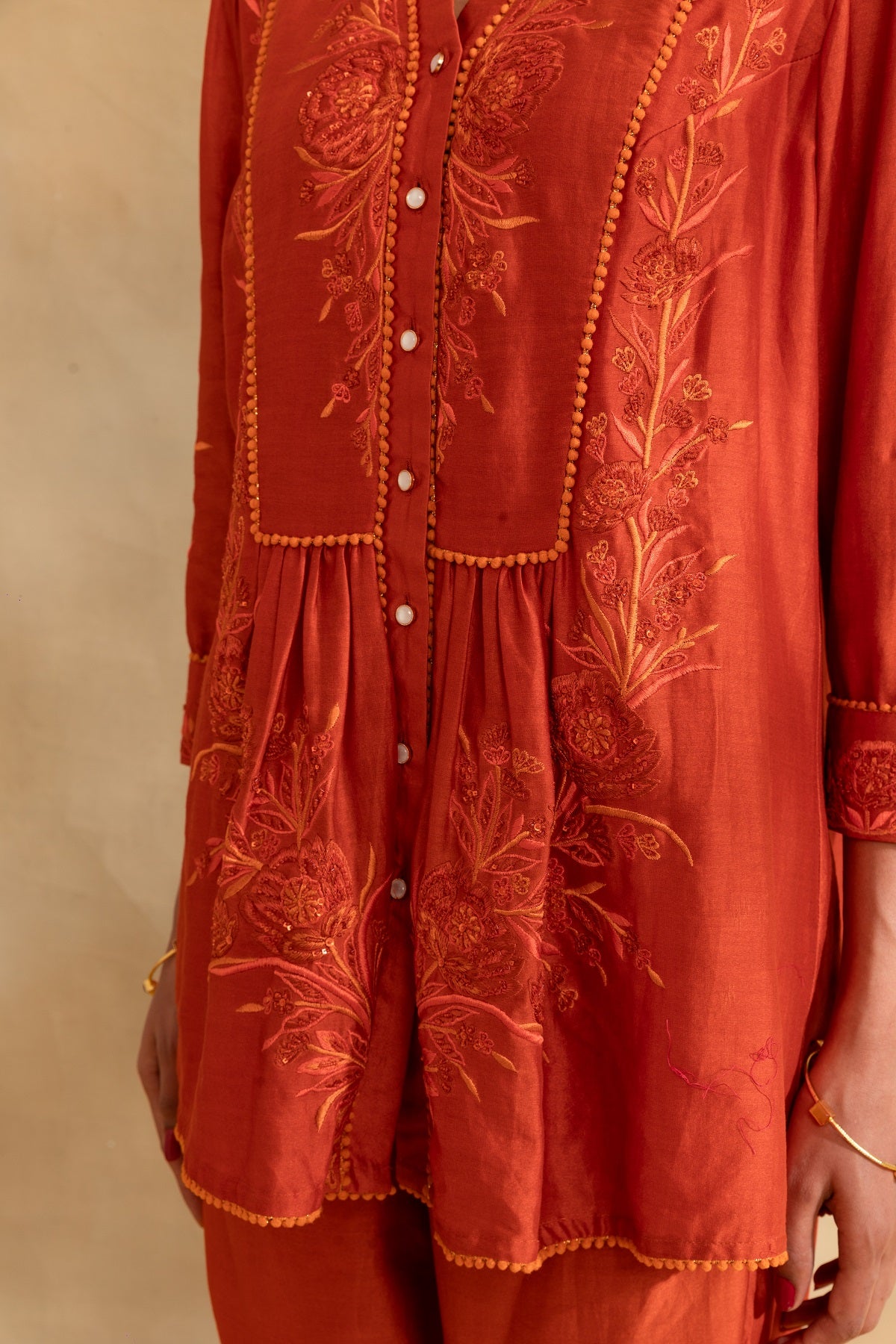 Rust Silk chanderi co-ord set and pant