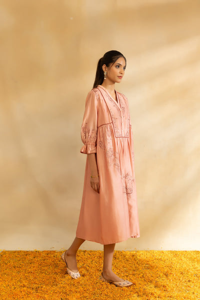 Rose gold chanderi dress