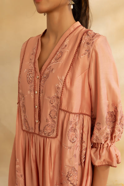 Rose gold chanderi dress