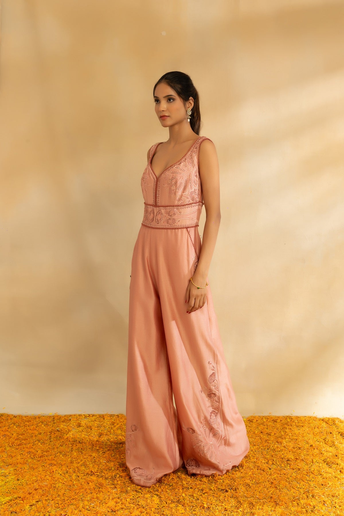 Rose gold Silk chanderi Jumpsuit