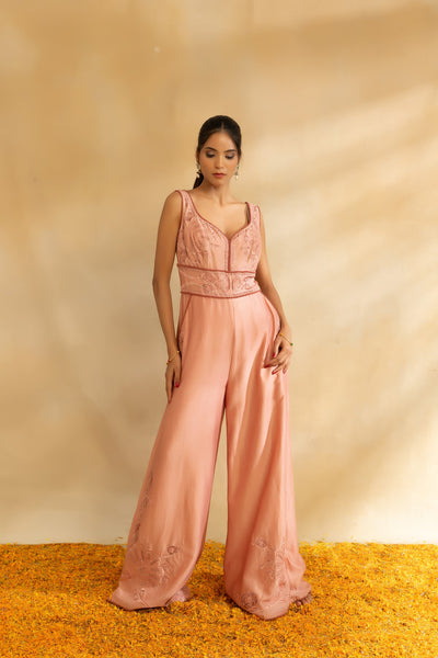 Rose gold Silk chanderi Jumpsuit