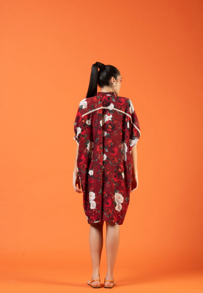 Bloom red kaftan shirt dress