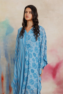 Sky blue printed georgette kaftan