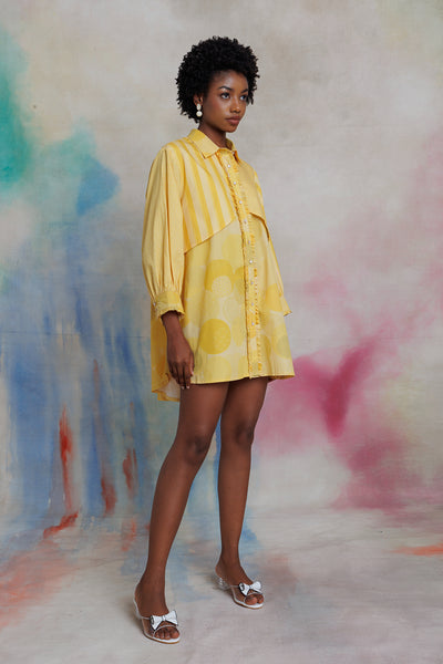 Yellow printed shirt dress