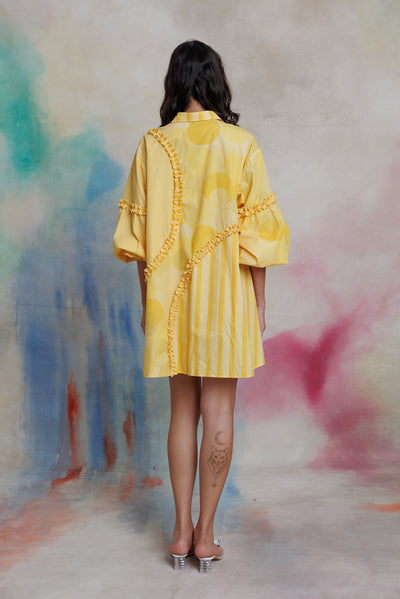 Yellow printed shirt dress