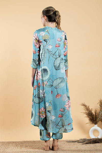 Nelumbo Asymetrical Summer Satin Tunic Set