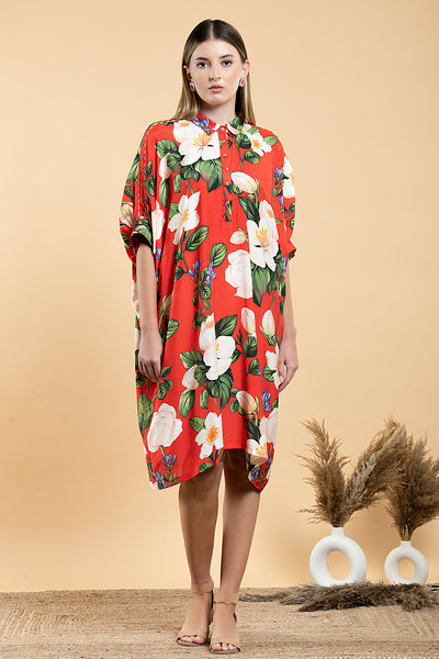 Wild Rose Kaftan Shirt Dress