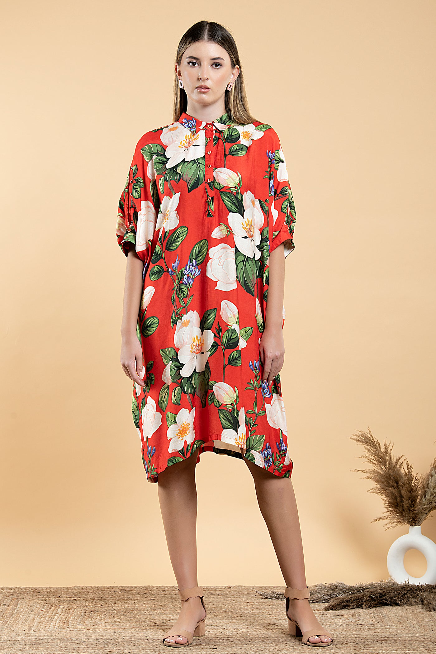 Wild Rose Kaftan Shirt Dress