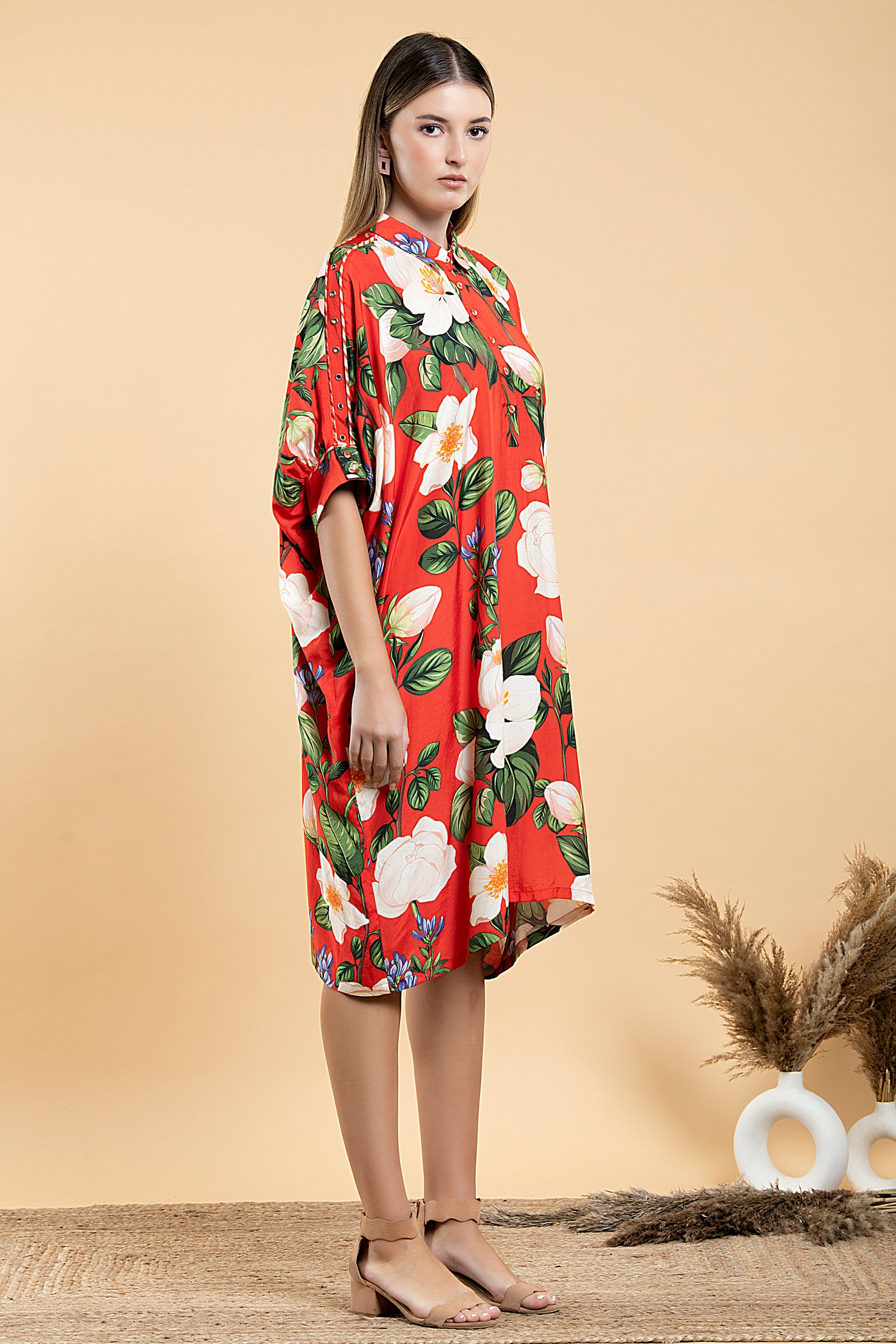 Wild Rose Kaftan Shirt Dress