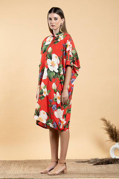 Wild Rose Kaftan Shirt Dress