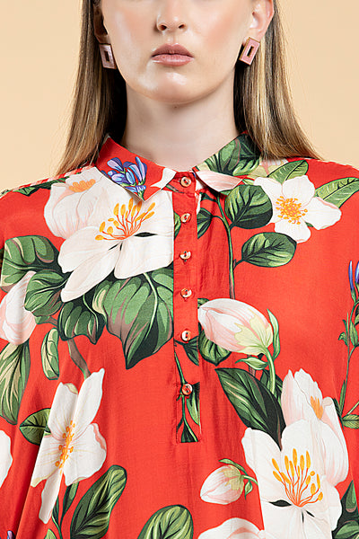 Wild Rose Kaftan Shirt Dress