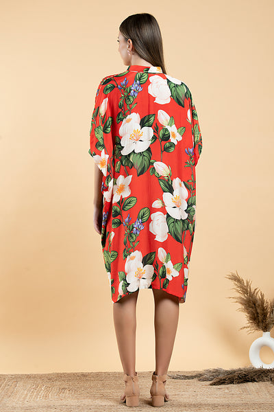 Wild Rose Kaftan Shirt Dress