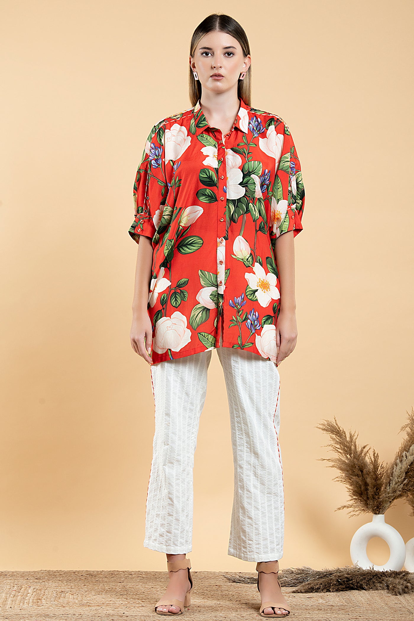 Wild Rose Short Kaftan Shirt