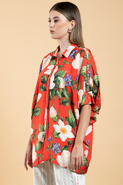 Wild Rose Short Kaftan Shirt