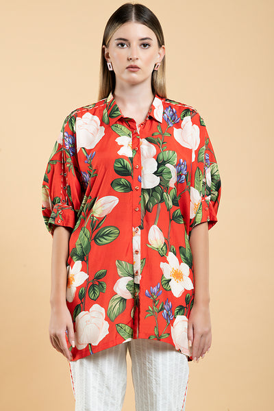 Wild Rose Short Kaftan Shirt