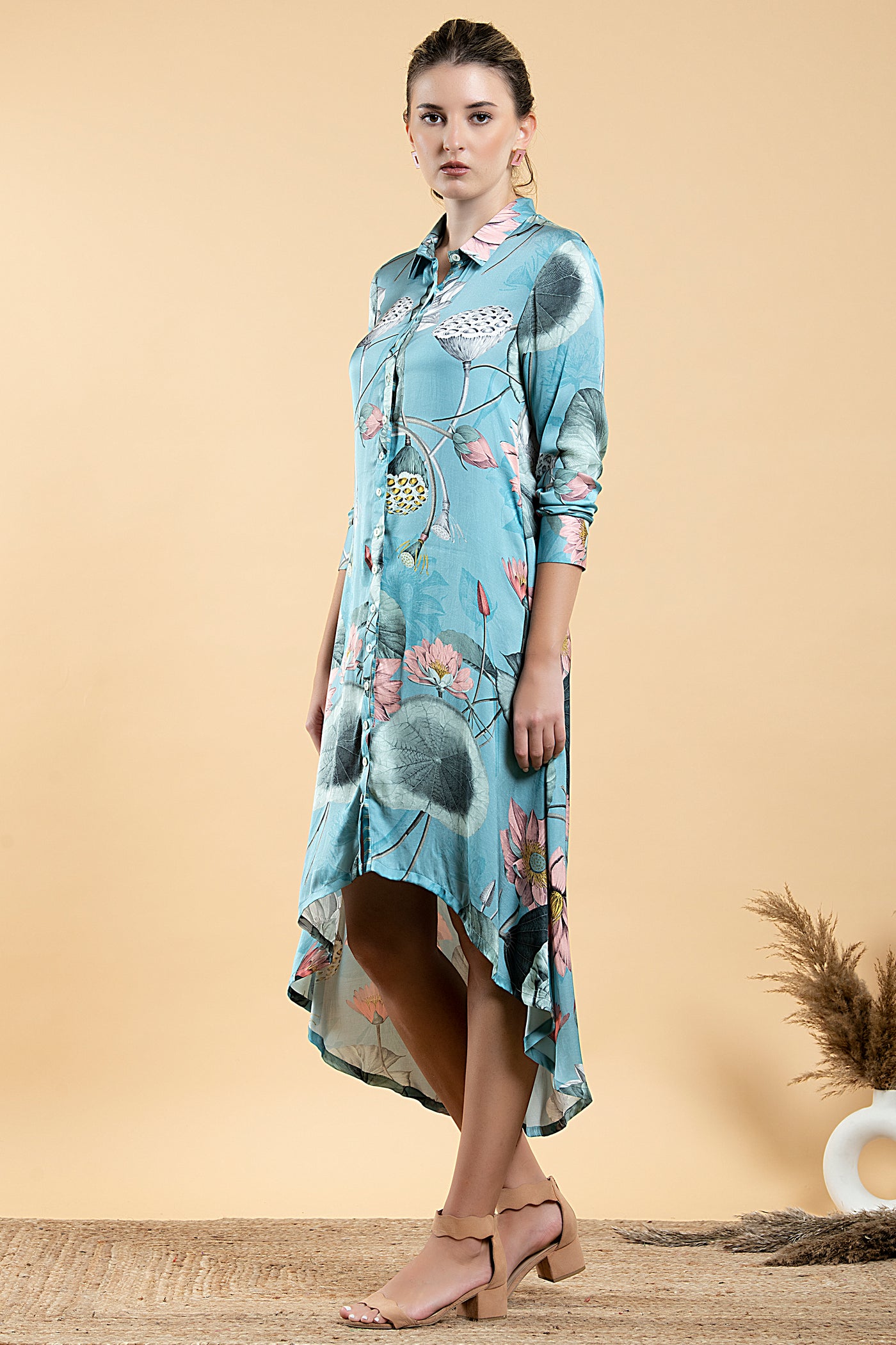 Nelumbo Asymetrical Shirt Dress