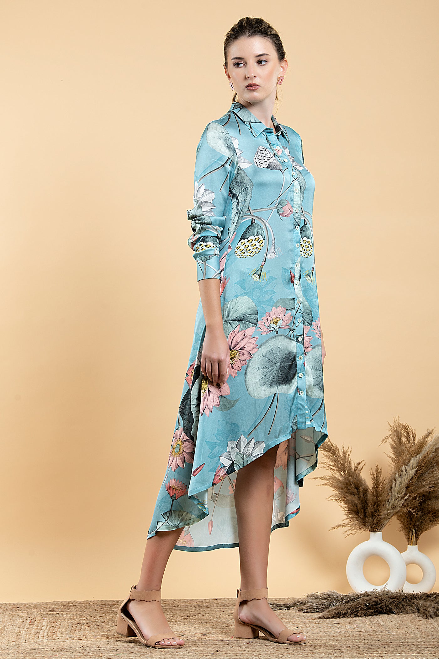 Nelumbo Asymetrical Shirt Dress